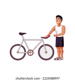 young athletic man with bicycle