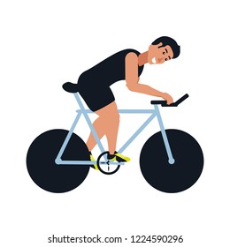 young athletic man in bicycle