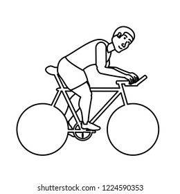 young athletic man in bicycle