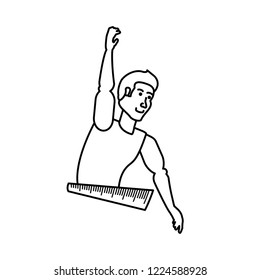 young athletic man with measuring tape