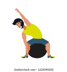 young athletic man practicing pilates