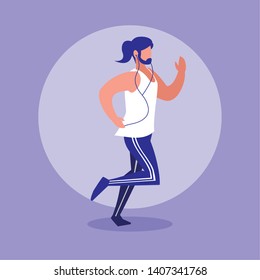 young athletic man running avatar character