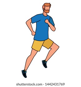 young athletic man running character