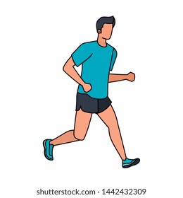 young athletic man running character