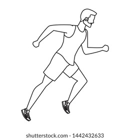 young athletic man running character