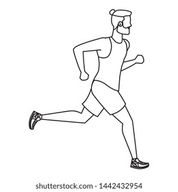 young athletic man running character