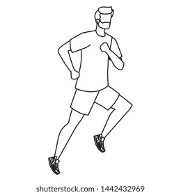 young athletic man running character