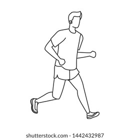 young athletic man running character