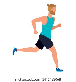 young athletic man running character