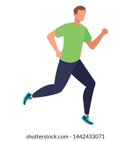 young athletic man running character