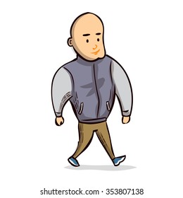 Young athletic man in a sports jacket. Hand drawn cartoon vector illustration.