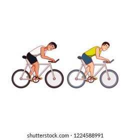 young athletic men in bikes