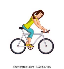 young athletic woman in bicycle