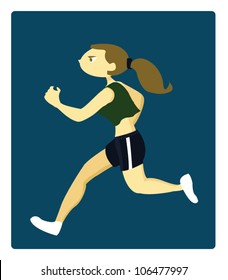 A Young Athletic Woman Running