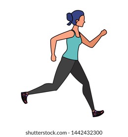 young athletic woman running character