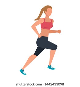 young athletic woman running character