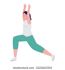 young athletic woman training character