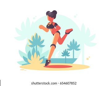 Young attractive girl running