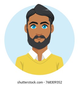 Young attractive Indian hipster man portrait avatar