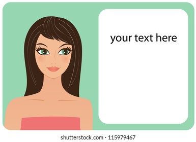 Young attractive woman with white empty copy space
