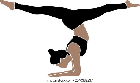 Young attractive yogi woman practicing yoga concept, standing in variation of Pincha Mayurasana exercise.eps
