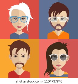 Young avatars on color background