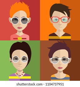 Young avatars on color background
