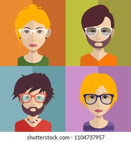Young avatars on color background