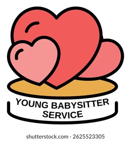 Young babysitter service icon. Outline young babysitter service vector icon color flat isolated