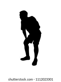 Young with backpack man silhouette vector