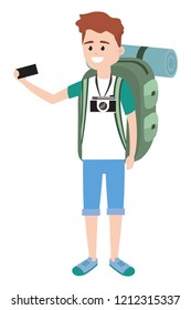 Young backpacker tourist