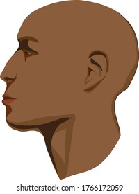 young bald man with dark skin in profile
