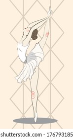 young ballerina dancing and stretching shows