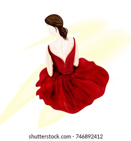 Young ballerina girl, back pose.
