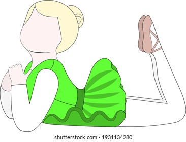 a young ballerina lies on the floor and rests after a workout