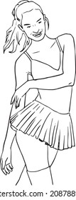 young ballerina pose vector drawing