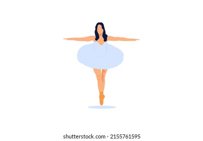 bailarina joven posando arte vectorial vestido blanco