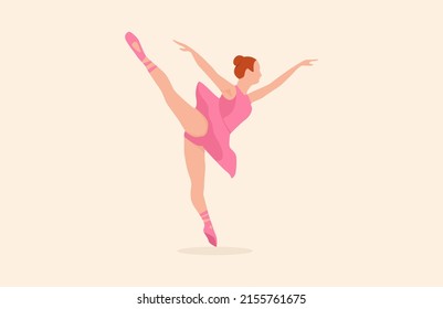 young ballerina posing vector art pink dress