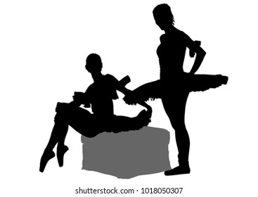 Young ballet dancer in an artistic dress on a white background