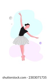 Young ballet dancer standing in pose flat design on White background. Vector illustration of ballerinas in special dancing dresses