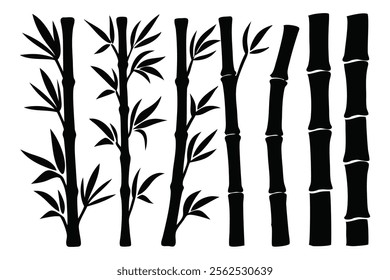 
Young bamboo shoots, Various style Sticks set silhouettes isolated flat vector illustration on white background