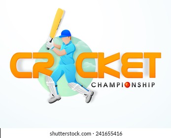 Young batsman in playing action with red ball for Cricket Championship.