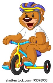 Young bear on tricycles
