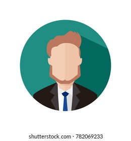 Young Bearded Business Man Circular Icon Vector Illustration