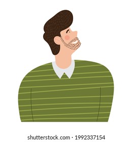 young bearded man character icon
