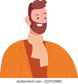Young bearded man portrait. Male profile picture isolated on white background