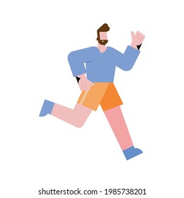 young bearded man running character