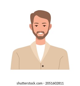 young bearded man smiling character