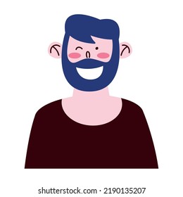 young bearded man smiling character