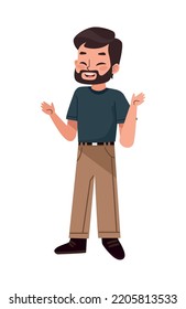 young bearded man standing character